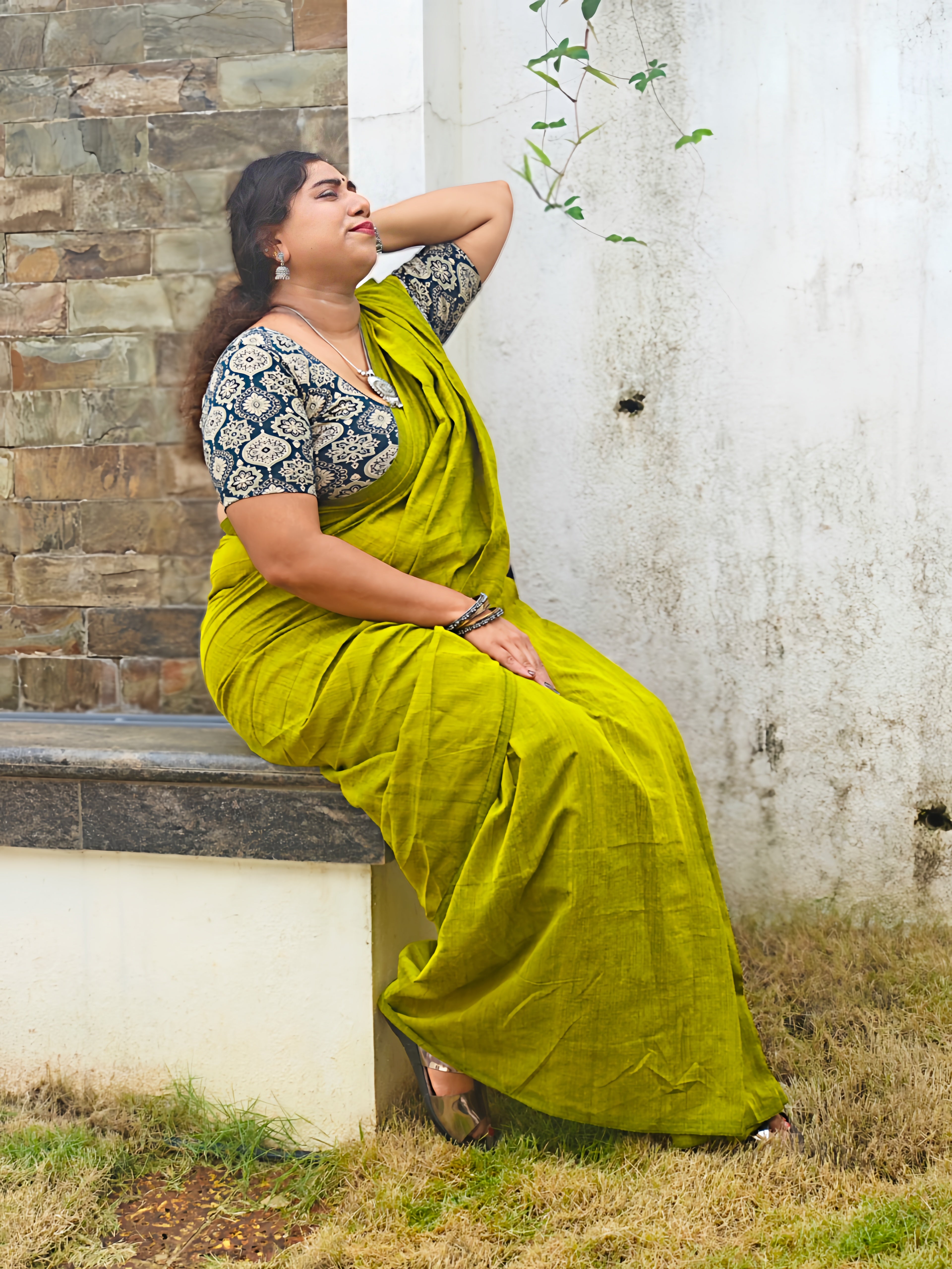 Mustard Yellow Khadi Cotton Saree with Black Running Blouse | Soft Daily Wear Saree