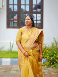 Premium Golden Banarasi Tissue Silk Saree with Rich Zari Weaving